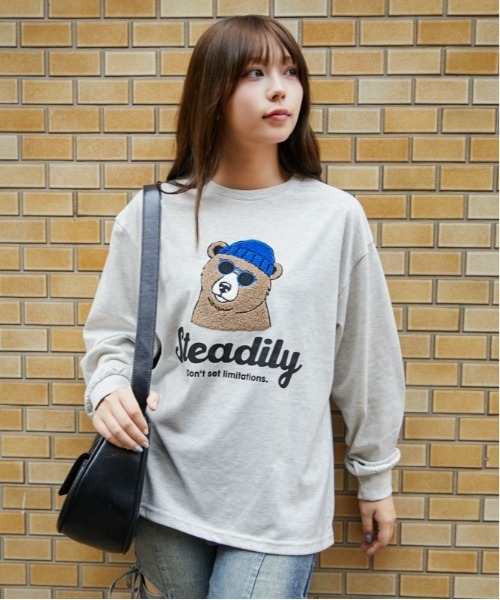 GORGE(ゴージ)の「サガラ刺繍 アニマル長袖Tシャツ|全4色(Tシャツ/カットソー・レディース・ブルー/オートミール/チャコール/オフホワイト・F)」の6枚目の写真