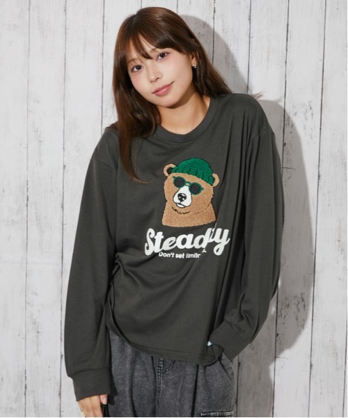 GORGE(ゴージ)の「サガラ刺繍 アニマル長袖Tシャツ|全4色(Tシャツ/カットソー・レディース・ブルー/オートミール/チャコール/オフホワイト・F)」の9枚目の写真