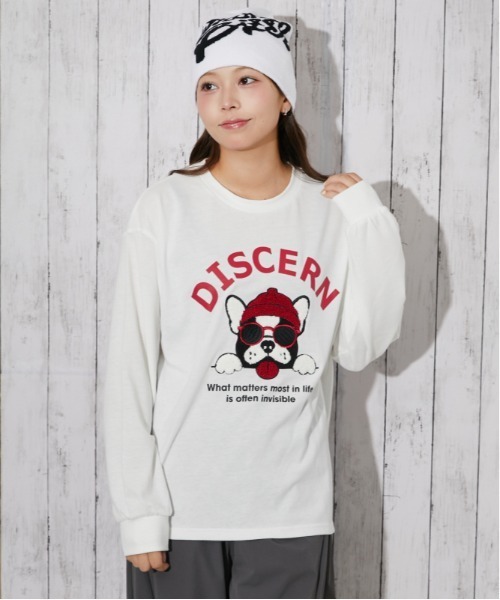GORGE(ゴージ)の「サガラ刺繍 アニマル長袖Tシャツ|全4色(Tシャツ/カットソー・レディース・ブルー/オートミール/チャコール/オフホワイト・F)」の13枚目の写真
