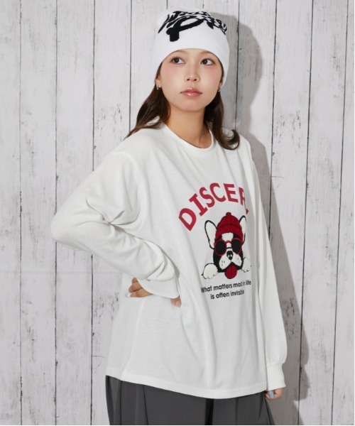 GORGE(ゴージ)の「サガラ刺繍 アニマル長袖Tシャツ|全4色(Tシャツ/カットソー・レディース・ブルー/オートミール/チャコール/オフホワイト・F)」の15枚目の写真