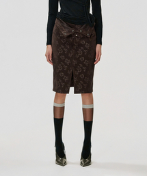 Foldover Rose Skirt_BROWN