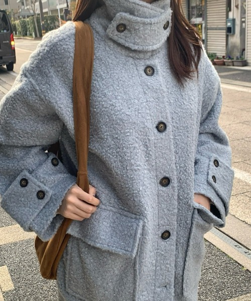 mineng(マイング)の「【2way/スタンドカラー】ブーグレミドルシャツコート(その他アウター・レディース・ミント/ブルー・FREE)」の14枚目の写真