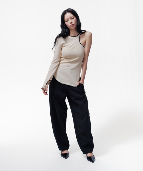 THINGS THAT MATTER(シングス ザット マター)の「BONDED CURVED SILHOUETTE PANTS / ボンデッド カーブド シルエット パンツ(その他パンツ・レディース・アイボリー/グレー/ブラック・2/1)」の19枚目の写真