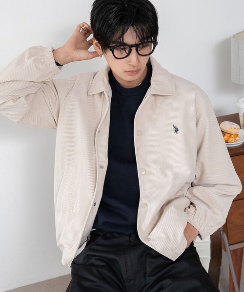 U.S. POLO ASSN.（ユーエスポロアッスン）の「∴WEGO/【26年秋冬新作】U.S.POLO ASSN.コーデュロイコーチJKT（その他アウター・メンズ・ライトグレー/アイボリー/ライトイエロー/ベージュ/ブラック・MEDIUM/LARGE/X-LARGE）」の2枚目の写真