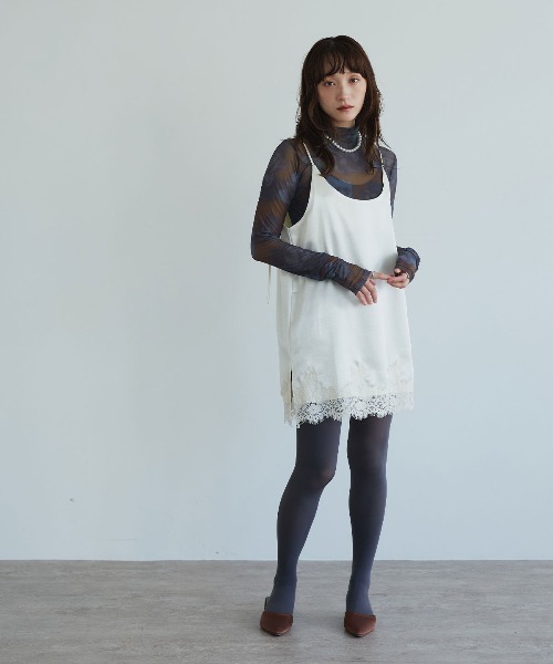W:Huku(フーク)の「【ストレッチメッシュ】ハイネック プリント トップス / Stretch Mesh High-Neck Printed Top(Tシャツ/カットソー・レディース・ブラウン/ブラック・FREE)」の4枚目の写真