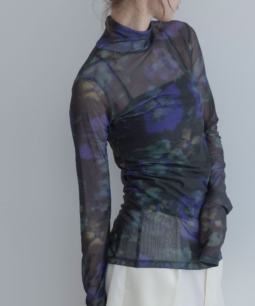 W:Huku(フーク)の「【ストレッチメッシュ】ハイネック プリント トップス / Stretch Mesh High-Neck Printed Top(Tシャツ/カットソー・レディース・ブラウン/ブラック・FREE)」の16枚目の写真