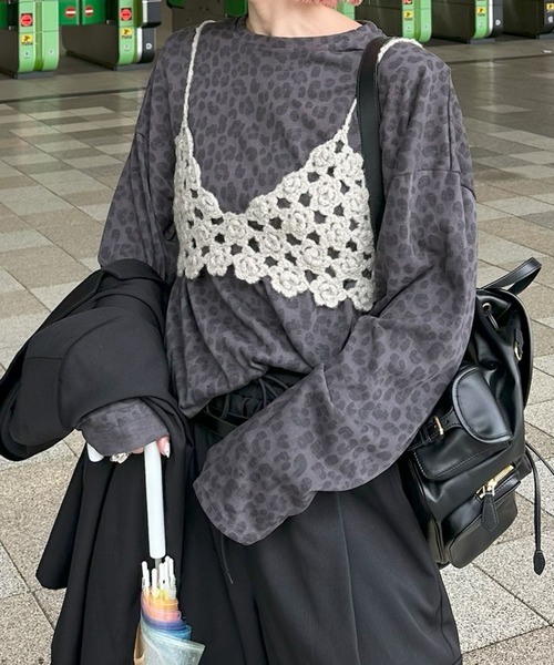 Alley Tokyo（アリートーキョー）の「レオパード柄肩パッド付きBIGロゴロンT（Tシャツ/カットソー・レディース・グレー/ブラウン・FREE）」の3枚目の写真