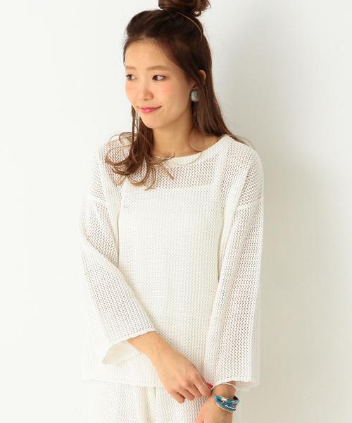 Another Edition（アナザーエディション）の「メッシュニットプルオーバー/AEBC C MESH KNIT PO◆（ニット/セーター・レディース・オリーブ/ホワイト・FREE）」の2枚目の写真