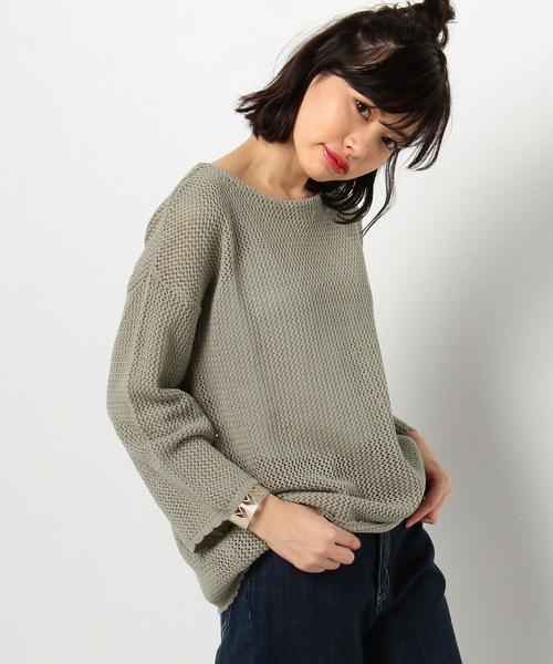 Another Edition（アナザーエディション）の「メッシュニットプルオーバー/AEBC C MESH KNIT PO◆（ニット/セーター・レディース・オリーブ/ホワイト・FREE）」の3枚目の写真