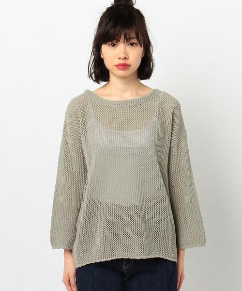 Another Edition（アナザーエディション）の「メッシュニットプルオーバー/AEBC C MESH KNIT PO◆（ニット/セーター・レディース・オリーブ/ホワイト・FREE）」の5枚目の写真