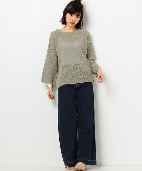 Another Edition（アナザーエディション）の「メッシュニットプルオーバー/AEBC C MESH KNIT PO◆（ニット/セーター・レディース・オリーブ/ホワイト・FREE）」の6枚目の写真