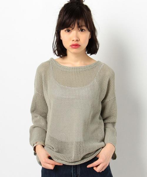 Another Edition（アナザーエディション）の「メッシュニットプルオーバー/AEBC C MESH KNIT PO◆（ニット/セーター・レディース・オリーブ/ホワイト・FREE）」の9枚目の写真
