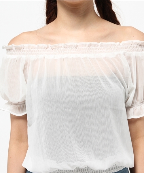 WEGO（ウィゴー）の「WEGO/ギャザーオフショルダーブラウス（シャツ/ブラウス・レディース・サックスブルー/ブラック/ブラック系その他2/ホワイト/オレンジ/イエロー・FREE）」の10枚目の写真