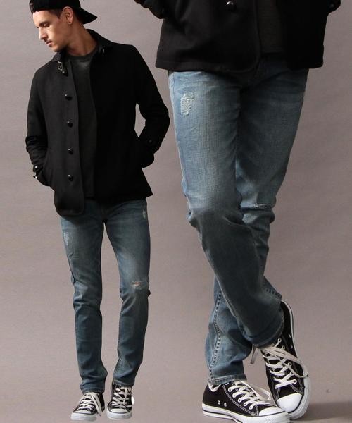 BEAUTY&YOUTH UNITED ARROWS（ビューティーアンドユースユナイテッドアローズ）の「【WEB限定】by ∴ ダメージデニム スキニー パンツ◆（デニムパンツ・メンズ・コバルトブルー/ネイビー・LARGE/MEDIUM/SMALL）」の2枚目の写真