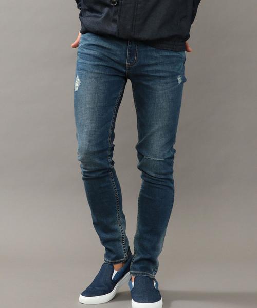 BEAUTY&YOUTH UNITED ARROWS（ビューティーアンドユースユナイテッドアローズ）の「【WEB限定】by ∴ ダメージデニム スキニー パンツ◆（デニムパンツ・メンズ・コバルトブルー/ネイビー・LARGE/MEDIUM/SMALL）」の4枚目の写真