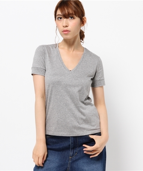 ESTNATION（エストネーション）の「ESTNATION Vネックカットソー（Tシャツ/カットソー・レディース・オフホワイト/グレー/ブラック・38）」の18枚目の写真