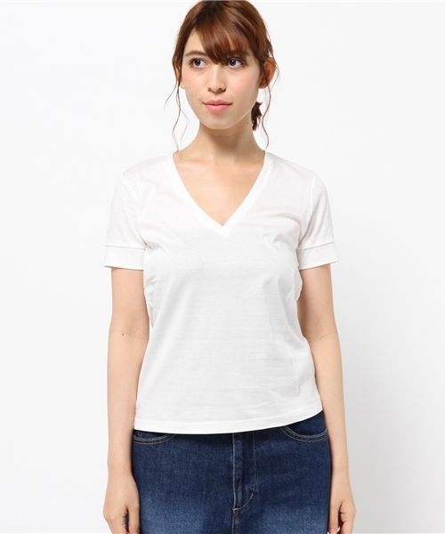 ESTNATION（エストネーション）の「ESTNATION Vネックカットソー（Tシャツ/カットソー・レディース・オフホワイト/グレー/ブラック・38）」の6枚目の写真