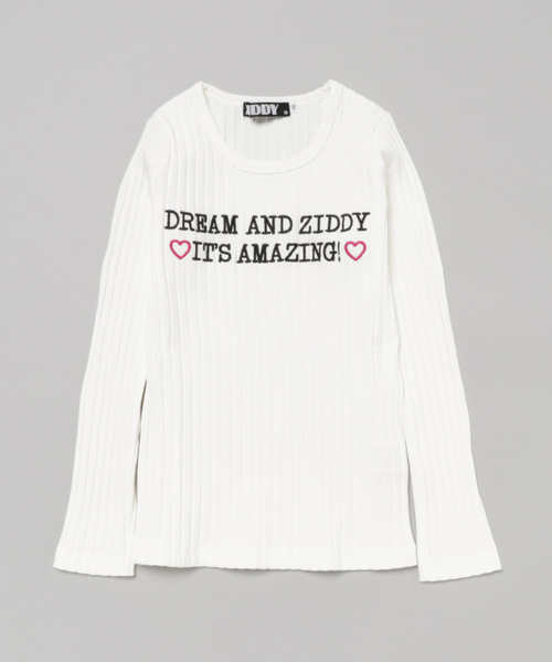 ZIDDY(ジディ)の「ZIDDY/リブ長袖Tシャツ(Tシャツ/カットソー・キッズ・オフホワイト/グリーン・140/160/150/130)」の1枚目の写真