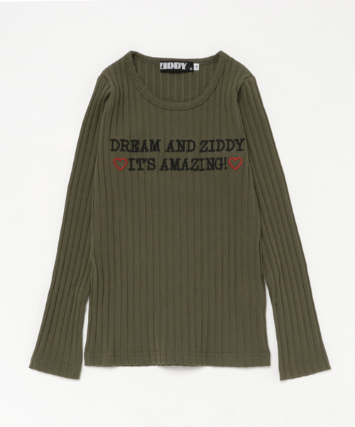 ZIDDY(ジディ)の「ZIDDY/リブ長袖Tシャツ(Tシャツ/カットソー・キッズ・オフホワイト/グリーン・140/160/150/130)」の2枚目の写真