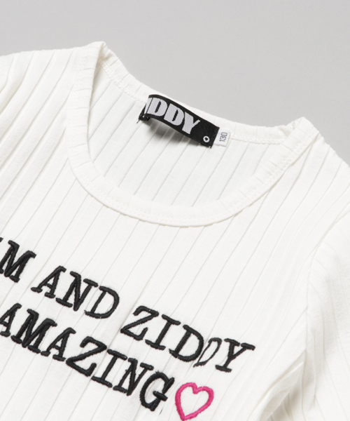 ZIDDY(ジディ)の「ZIDDY/リブ長袖Tシャツ(Tシャツ/カットソー・キッズ・オフホワイト/グリーン・140/160/150/130)」の4枚目の写真