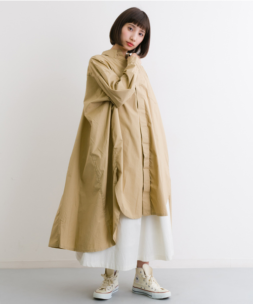 MERLOT(メルロー)の「サイドスリットビッグシルエットシャツワンピース4909(ワンピース・レディース・ベージュ/ブラック/ライトブルー/オフホワイト・FREE)」の3枚目の写真