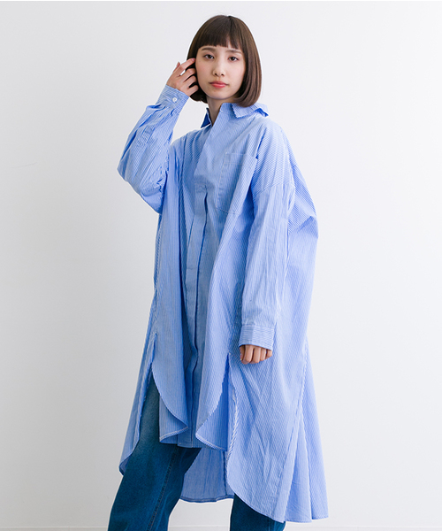 MERLOT(メルロー)の「サイドスリットビッグシルエットシャツワンピース4909(ワンピース・レディース・ベージュ/ブラック/ライトブルー/オフホワイト・FREE)」の19枚目の写真