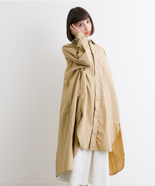 MERLOT(メルロー)の「サイドスリットビッグシルエットシャツワンピース4909(ワンピース・レディース・ベージュ/ブラック/ライトブルー/オフホワイト・FREE)」の20枚目の写真