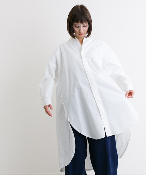 MERLOT(メルロー)の「サイドスリットビッグシルエットシャツワンピース4909(ワンピース・レディース・ベージュ/ブラック/ライトブルー/オフホワイト・FREE)」の12枚目の写真