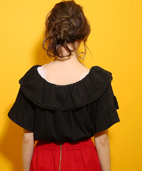 one after another NICE CLAUP（ワンアフターアナザーナイスクラップ）の「フリルトップス（Tシャツ/カットソー・レディース・レッド/ベージュ/ブラック/オフホワイト・FREE）」の7枚目の写真