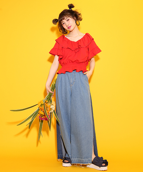 one after another NICE CLAUP（ワンアフターアナザーナイスクラップ）の「フリルトップス（Tシャツ/カットソー・レディース・レッド/ベージュ/ブラック/オフホワイト・FREE）」の22枚目の写真