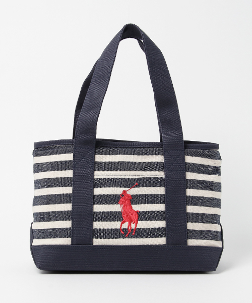 Polo Ralph Lauren ポロラルフローレン の ポロ ラルフローレン スクールトートバッグ Polo School Stripe Tote Md a トートバッグ Wear