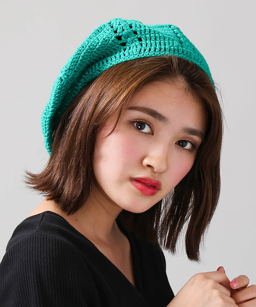 WEGO（ウィゴー）の「WEGO/クロシェニットベレー帽（ハンチング/ベレー帽・レディース・グレー/ブラック/オレンジ/イエロー/ピンク/ナチュラル/グリーン・FREE）」の5枚目の写真