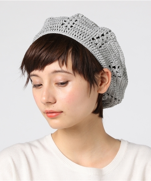 WEGO（ウィゴー）の「WEGO/クロシェニットベレー帽（ハンチング/ベレー帽・レディース・グレー/ブラック/オレンジ/イエロー/ピンク/ナチュラル/グリーン・FREE）」の12枚目の写真