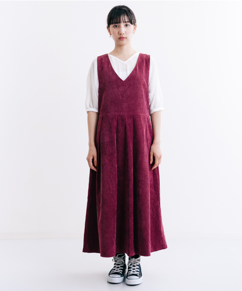 MERLOT（メルロー）の「コーデュロイフレアタックジャンパースカートワンピ7126（ワンピース・レディース・ブラウン/ブラック/ワイン/ブルーグリーン・FREE）」の16枚目の写真