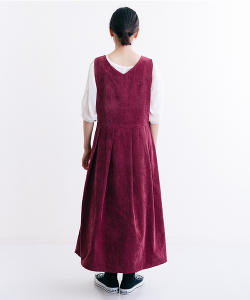 MERLOT（メルロー）の「コーデュロイフレアタックジャンパースカートワンピ7126（ワンピース・レディース・ブラウン/ブラック/ワイン/ブルーグリーン・FREE）」の18枚目の写真