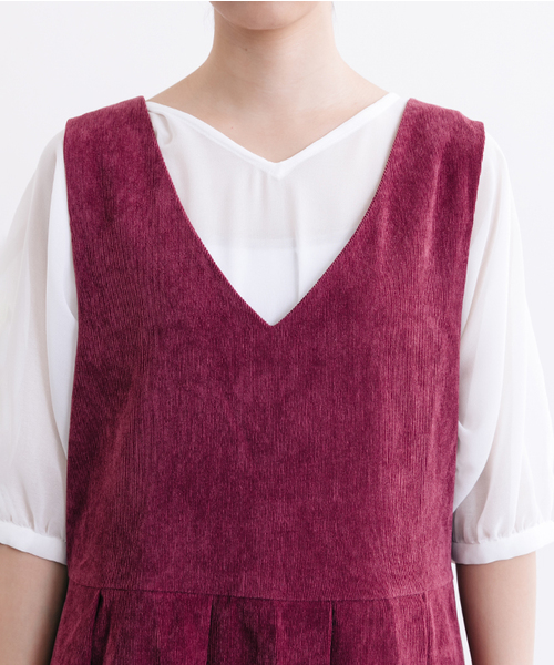 MERLOT（メルロー）の「コーデュロイフレアタックジャンパースカートワンピ7126（ワンピース・レディース・ブラウン/ブラック/ワイン/ブルーグリーン・FREE）」の19枚目の写真