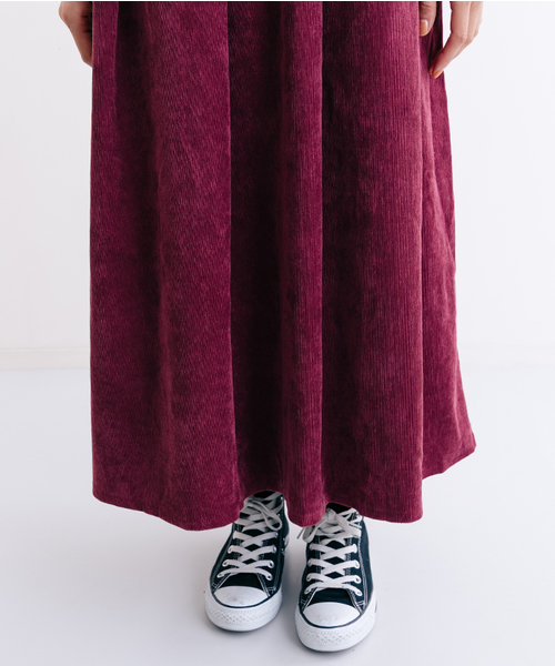 MERLOT（メルロー）の「コーデュロイフレアタックジャンパースカートワンピ7126（ワンピース・レディース・ブラウン/ブラック/ワイン/ブルーグリーン・FREE）」の20枚目の写真