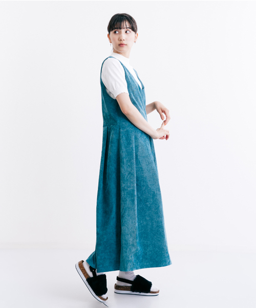 MERLOT（メルロー）の「コーデュロイフレアタックジャンパースカートワンピ7126（ワンピース・レディース・ブラウン/ブラック/ワイン/ブルーグリーン・FREE）」の13枚目の写真