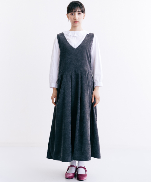 MERLOT（メルロー）の「コーデュロイフレアタックジャンパースカートワンピ7126（ワンピース・レディース・ブラウン/ブラック/ワイン/ブルーグリーン・FREE）」の21枚目の写真