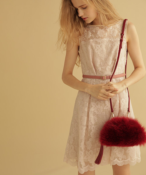 JILL STUART(ジルスチュアート)の「◆ドリスファーバッグ(トートバッグ・レディース・ベージュ/ボルドー・フリ-)」の1枚目の写真