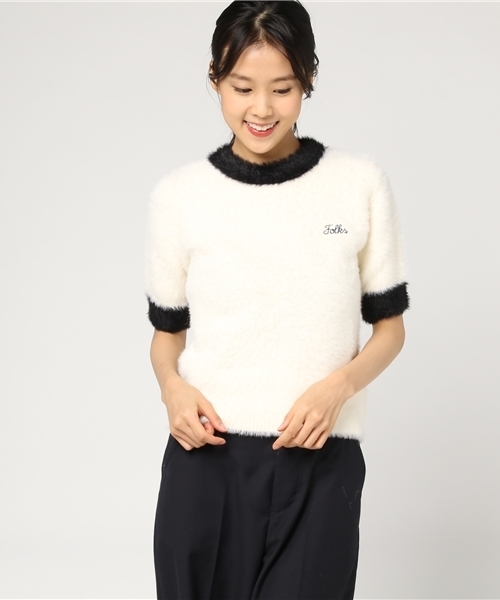 MOUSSY（マウジー）の「BLOCK COLOR KNIT TOP（ニット/セーター・レディース・オフホワイト/ブラック・FREE）」の11枚目の写真