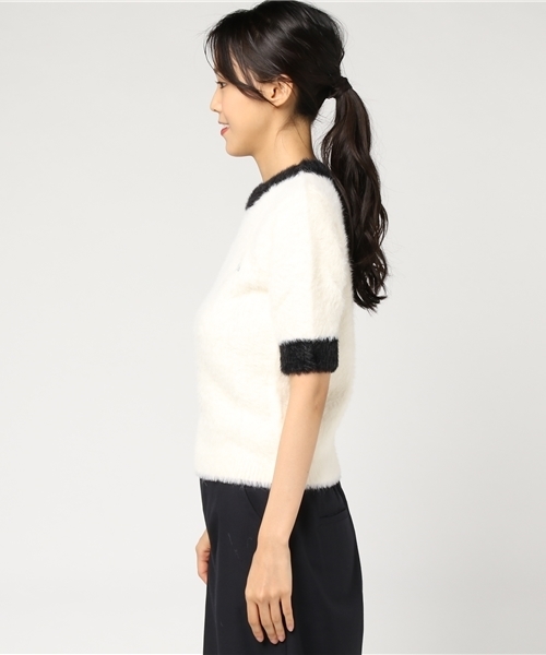 MOUSSY（マウジー）の「BLOCK COLOR KNIT TOP（ニット/セーター・レディース・オフホワイト/ブラック・FREE）」の3枚目の写真