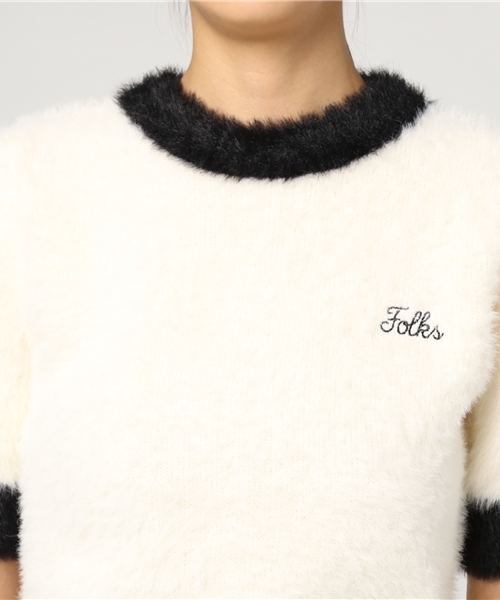 MOUSSY（マウジー）の「BLOCK COLOR KNIT TOP（ニット/セーター・レディース・オフホワイト/ブラック・FREE）」の9枚目の写真