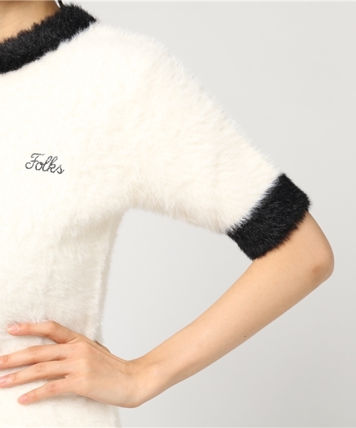 MOUSSY（マウジー）の「BLOCK COLOR KNIT TOP（ニット/セーター・レディース・オフホワイト/ブラック・FREE）」の8枚目の写真