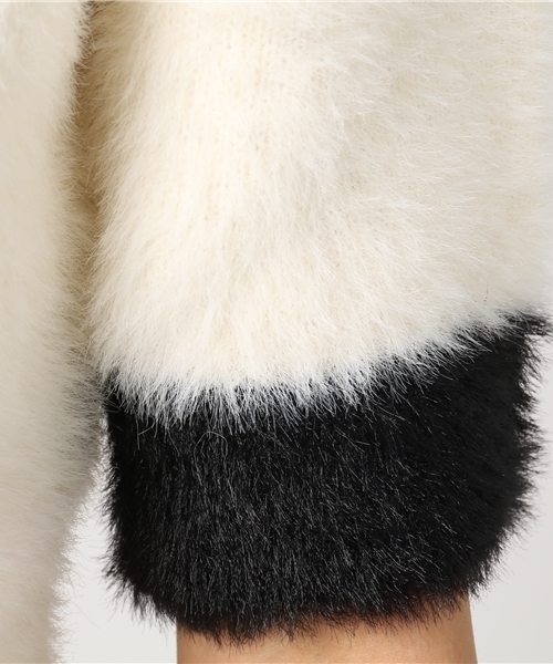 MOUSSY（マウジー）の「BLOCK COLOR KNIT TOP（ニット/セーター・レディース・オフホワイト/ブラック・FREE）」の5枚目の写真