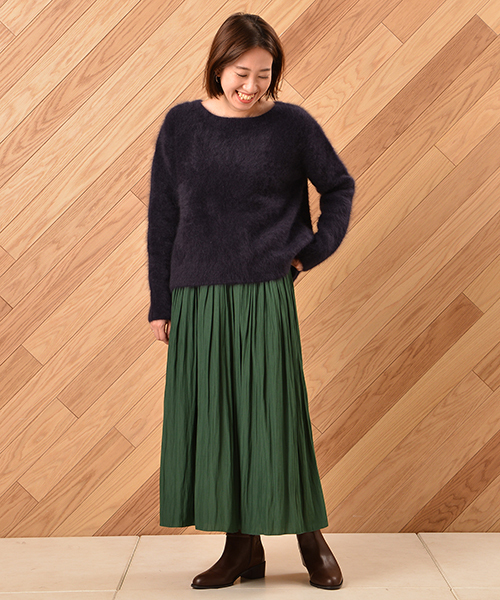 un dix cors（アンディコール）の「割繊ミディスカート（スカート・レディース・チャコールグレー/パープル/グリーン/キャメル/ライトグレー/ラベンダー・ﾌﾘ-）」の16枚目の写真