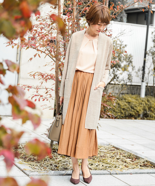 un dix cors（アンディコール）の「割繊ミディスカート（スカート・レディース・チャコールグレー/パープル/グリーン/キャメル/ライトグレー/ラベンダー・ﾌﾘ-）」の20枚目の写真