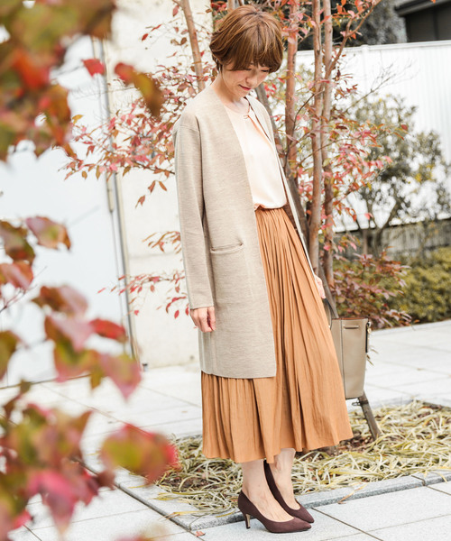 un dix cors（アンディコール）の「割繊ミディスカート（スカート・レディース・チャコールグレー/パープル/グリーン/キャメル/ライトグレー/ラベンダー・ﾌﾘ-）」の21枚目の写真