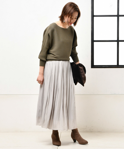 un dix cors（アンディコール）の「割繊ミディスカート（スカート・レディース・チャコールグレー/パープル/グリーン/キャメル/ライトグレー/ラベンダー・ﾌﾘ-）」の22枚目の写真