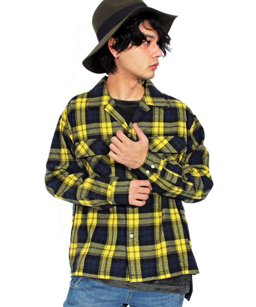 ８(eight)（エイト）の「チェック ネルシャツ フランネル オープンシャツ（シャツ/ブラウス・メンズ・ブラック/レッド/イエロー・MEDIUM/LARGE）」の3枚目の写真